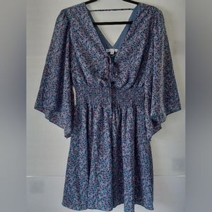 Bailey Blue Smock Waist Floral Boho Dress